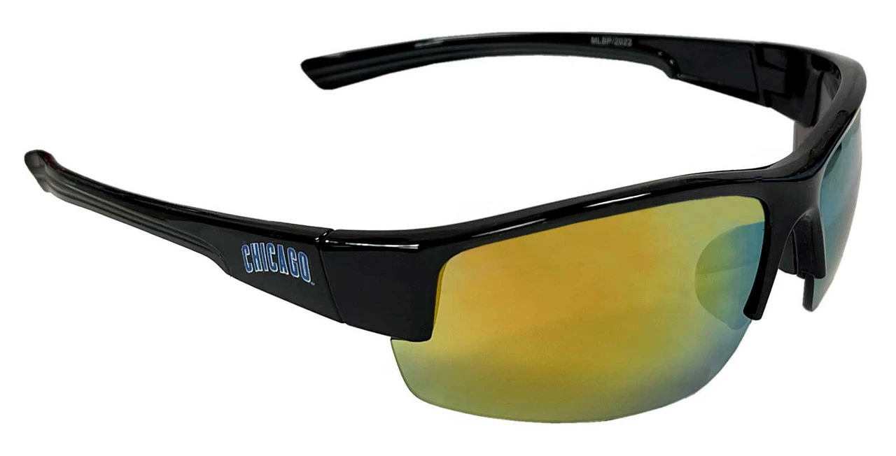 Optic Nerve Chicago Cubs Flyball Sunglasses - Black Frame & Mirrored Lenses