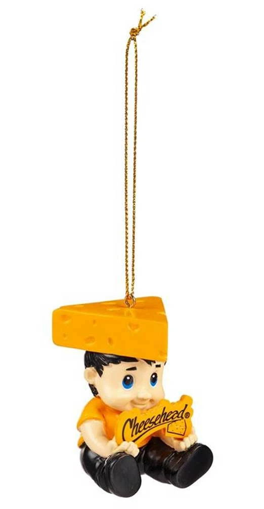 Original Cheesehead Sculpted Cheesehead Lil Fan Hanging Ornament-Gold 3OT5070NLF