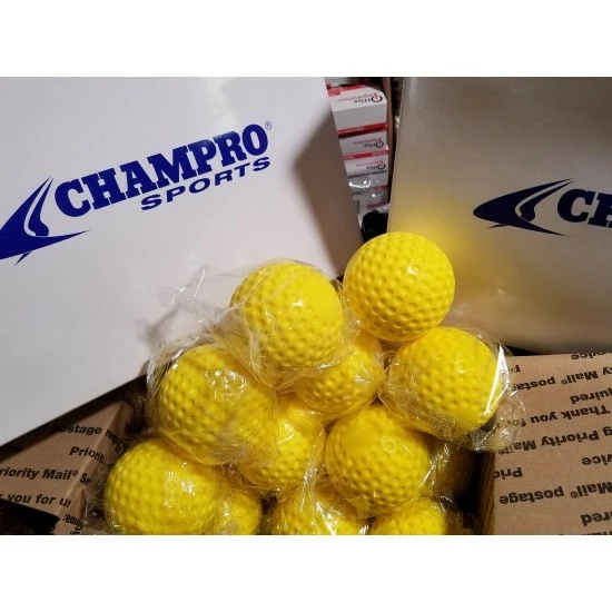 8 Dozen (96) Champro 9 Inch Yellow Dimple Molded Batting Cage/practice Baseballs - Image 2
