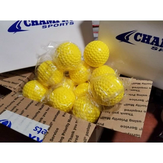 8 Dozen (96) Champro 9 Inch Yellow Dimple Molded Batting Cage/practice Baseballs - Image 3