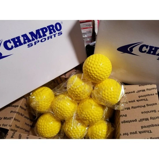 8 Dozen (96) Champro 9 Inch Yellow Dimple Molded Batting Cage/practice Baseballs - Image 4