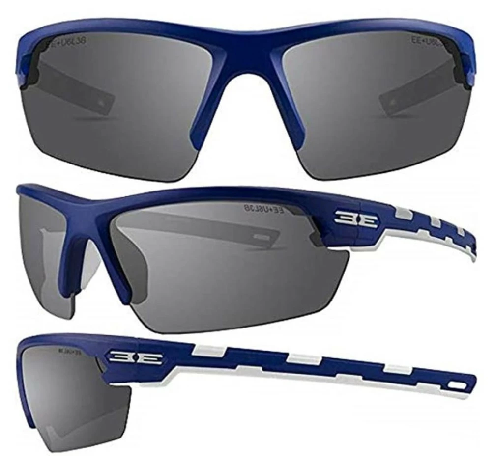 Epoch Eyewear Link Sport Sunglasses - Blue/White Frame & Smoke Gray Lenses - Image 4