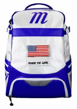 Marucci Honor The Game USA Flag Patches Dynamo Baseball Bat Pack - White/Royal