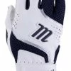 Marucci Code Adult Batting Gloves, Leather Palm & Mesh Back - Navy Blue/White