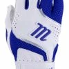 Marucci Code Adult Batting Gloves, Leather Palm & Mesh Back - Royal Blue/White