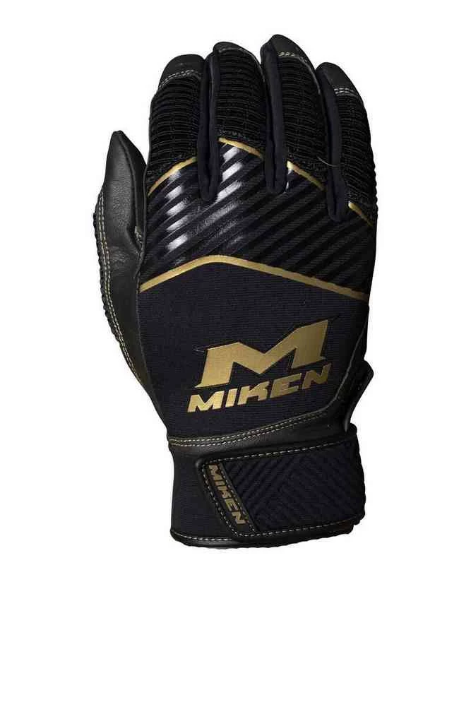 Miken Adult Gold MK7X Batting Gloves Extra Support Goat Skin Palm Pad MBGGLD - Image 3